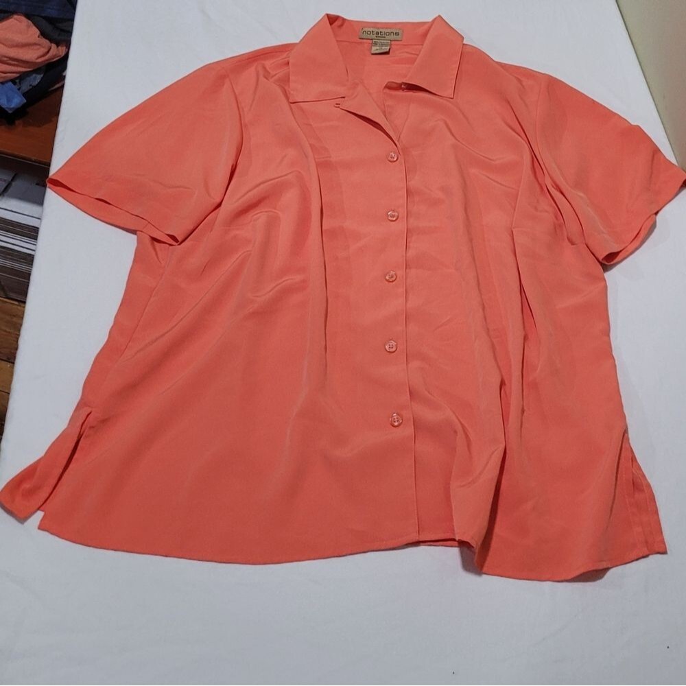 Notations Size 1x Coral Button-Down Shirt
